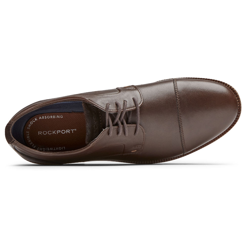 Rockport Singapore Mens Oxfords - Sharp & Ready 2 Cap Toe Dark Brown - MZ9806742